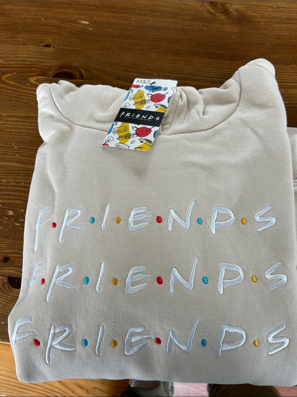 Marks & Spencer Kids Cream FRIENDS Embroidered Sweatshirt with Color Dots